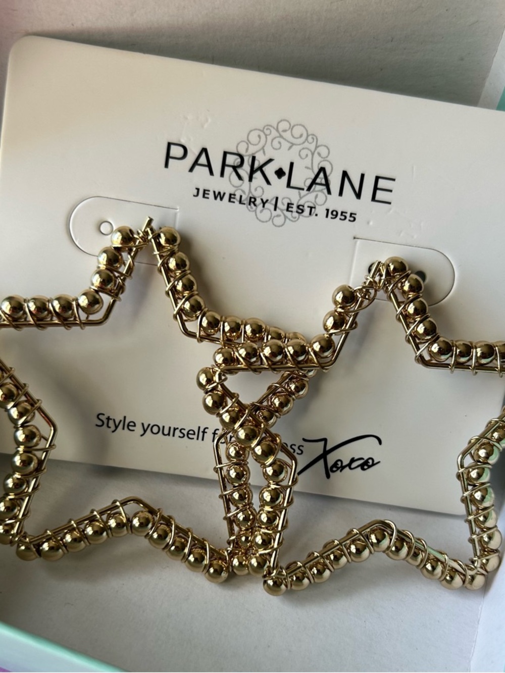 Park Lane Gold Beaded Star Hoop Earrings